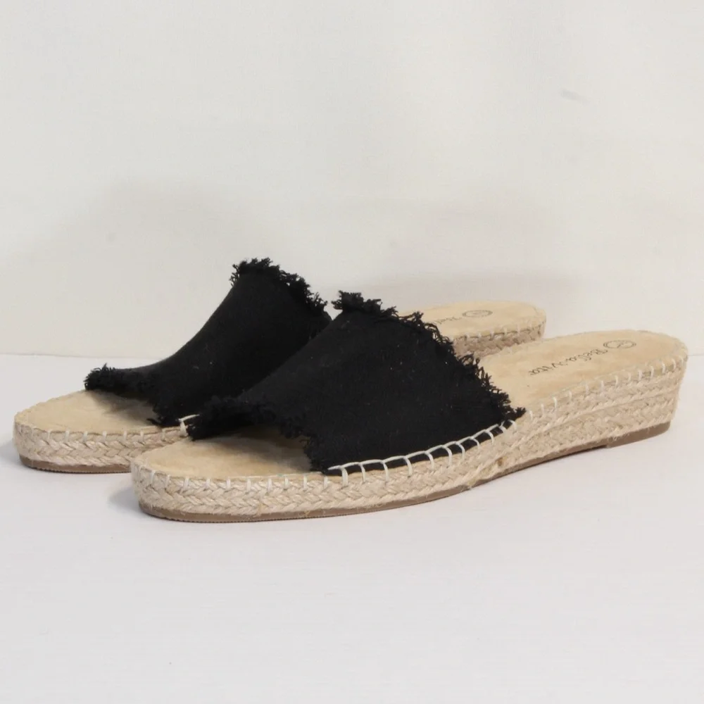Bella Vita Women's Black Cher II Espadrille Slide NWOT